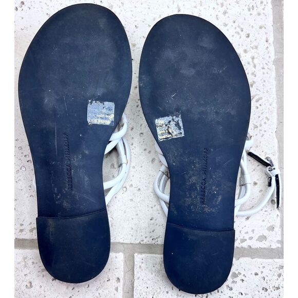 Rebecca Minkoff Sarle White Leather Strappy Sandals Flats Size 7 - Picture 11 of 15